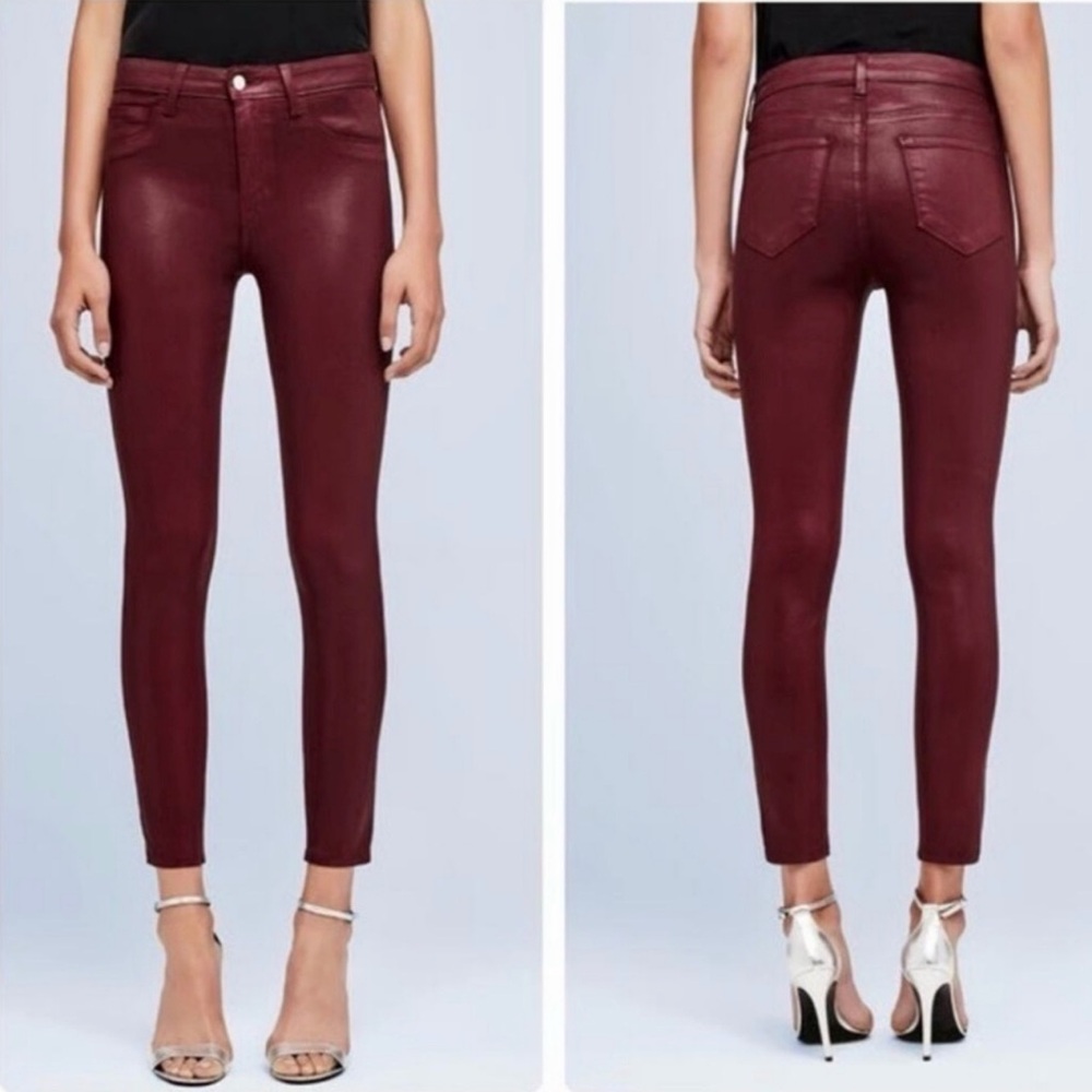 L'AGENCE Margot Skinny High Rise Dark Berry Coated Size 26